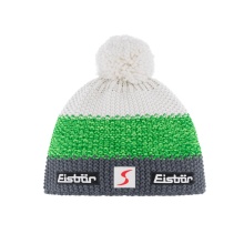 Eisbär Wintermütze Star SP mit Bommel (Pompon) grau/grün/weiss Kinder